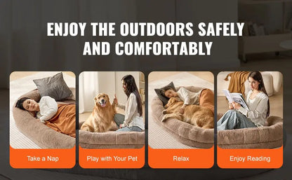 Large Human Dog Bed with Washable Faux Rabbit Fur