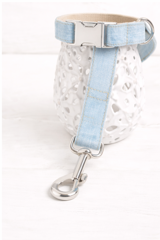 Azuré Promenade Set™ Denim Leash & Collar