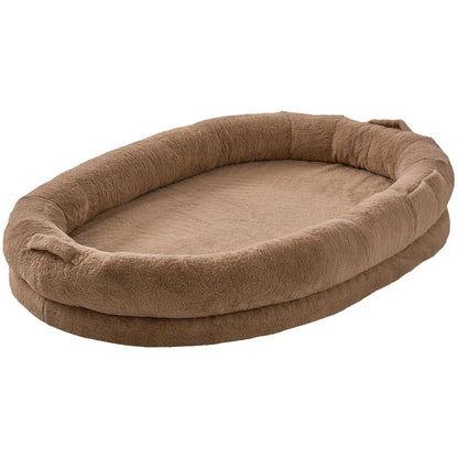 Large Human Dog Bed with Washable Faux Rabbit Fur